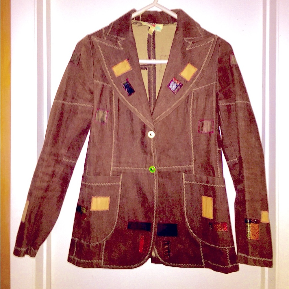 Amazing Vintage Leather & Snakeskin Patchwork Denim Jacket - WOW